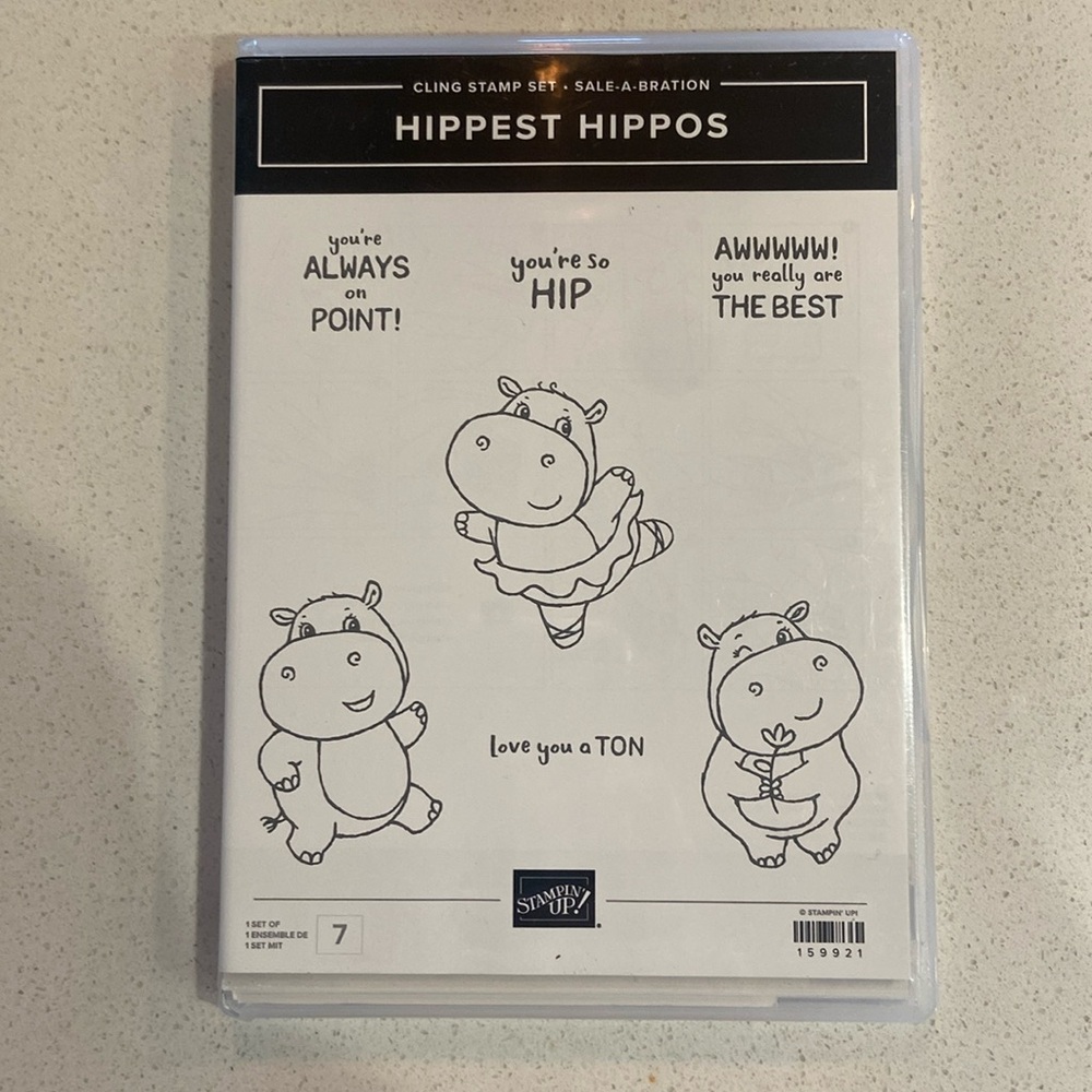 Stampin Up Hippest Hippos Cling Stamp Set New